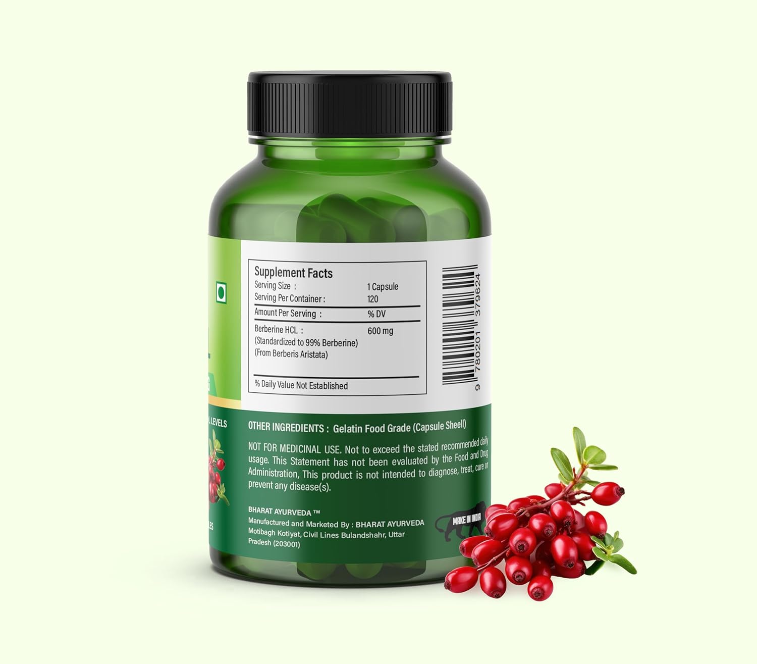 Berberine HCL 600mg (120 Capsules)